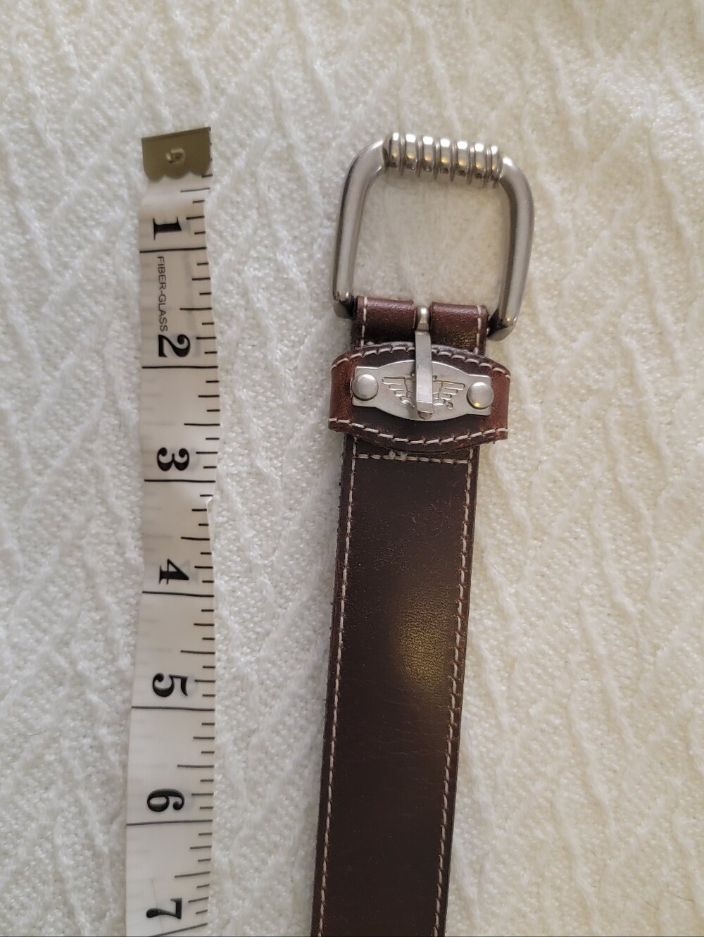 Vintage DOCKETS Brown Leather Belt with Silver Buckle